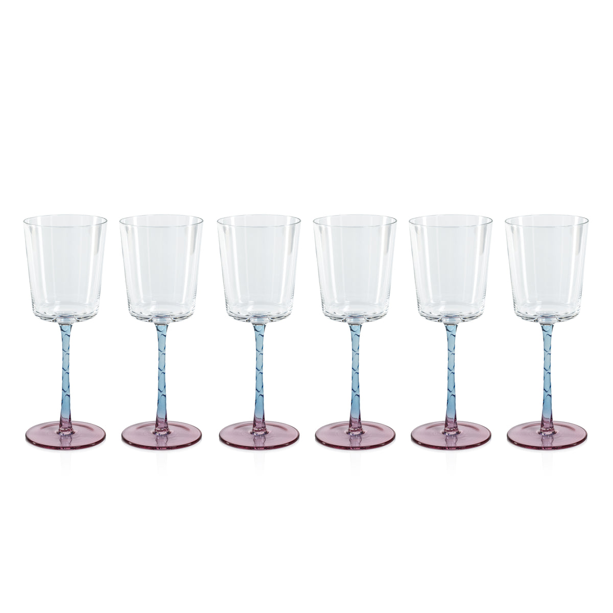 Sachi Pink & Blue White Wine Glasses, Set of 6