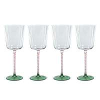 Sachi Green & Pink Red Wine Glasses, Set of 4