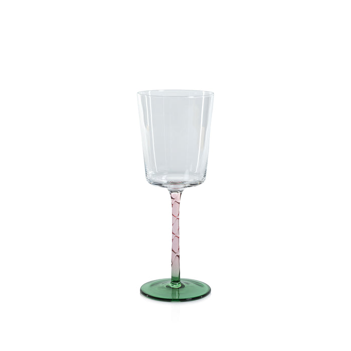 Sachi Green & Pink White Wine Glasses, Set of 6