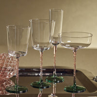 Sachi Green & Pink Cocktail / Martini Glasses, Set of 4