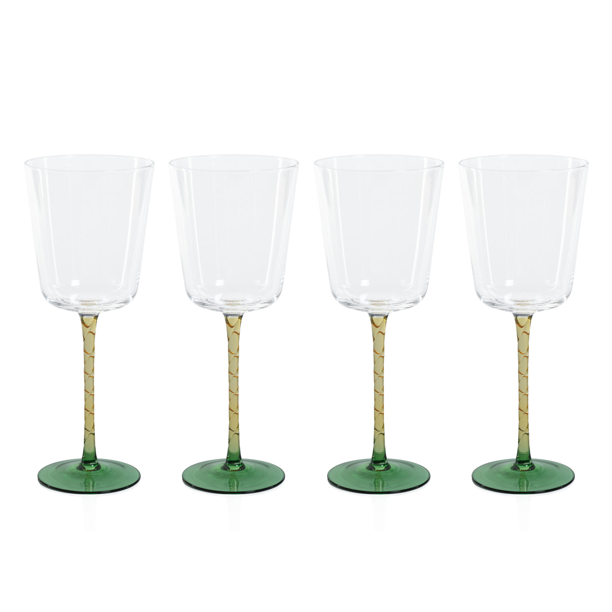 Sachi Amber & Green Red Wine Glasses, Set of 4