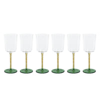 Sachi Amber & Green White Wine Glasses, Set of 6
