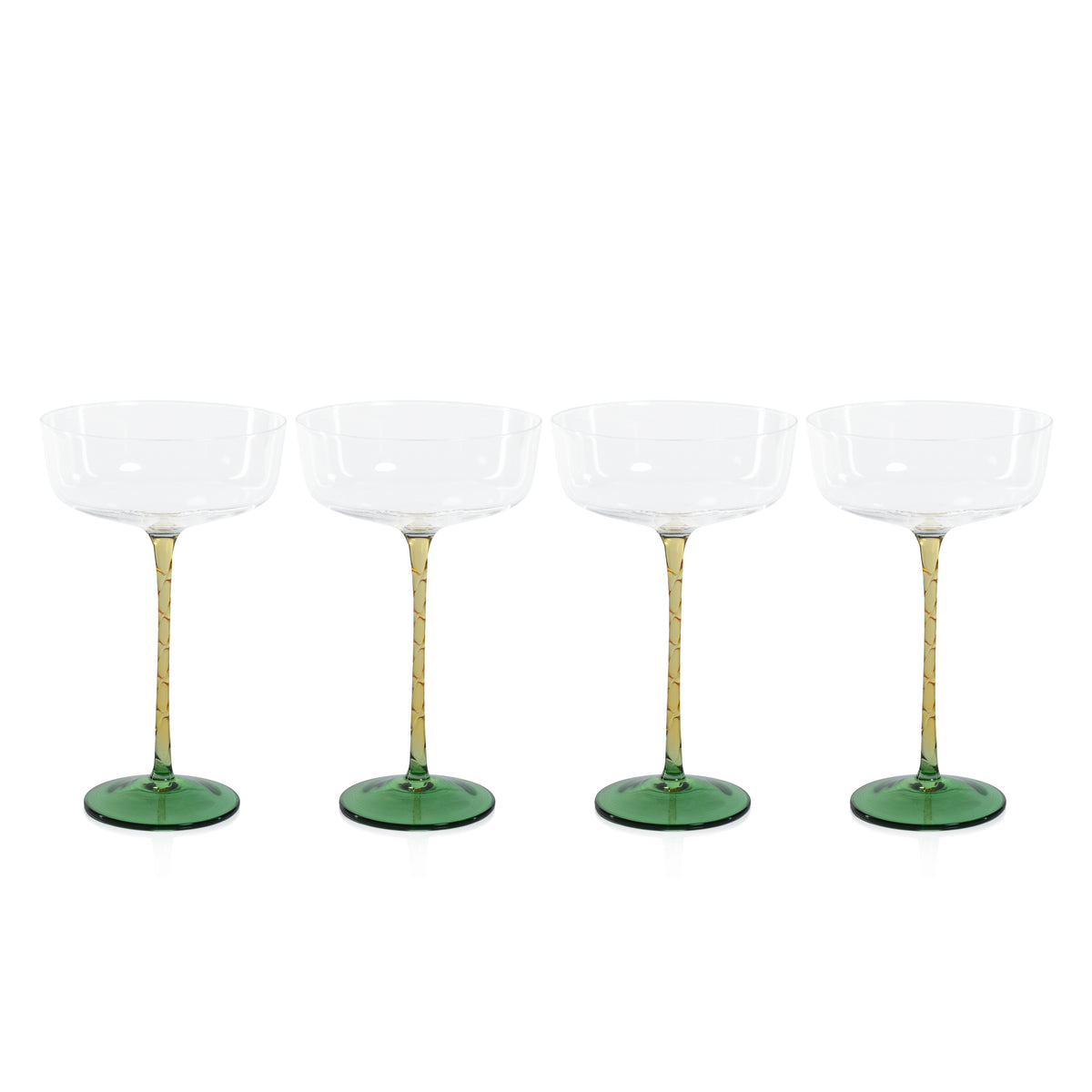 Sachi Amber & Green Cocktail / Martini Glasses, Set of 4
