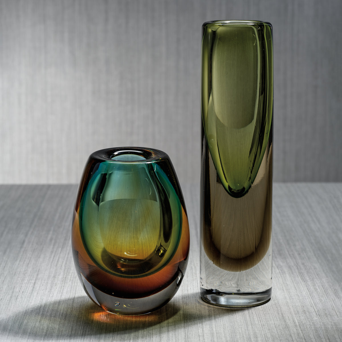Luarca Amber & Green Artistry Cylinder Glass Vase