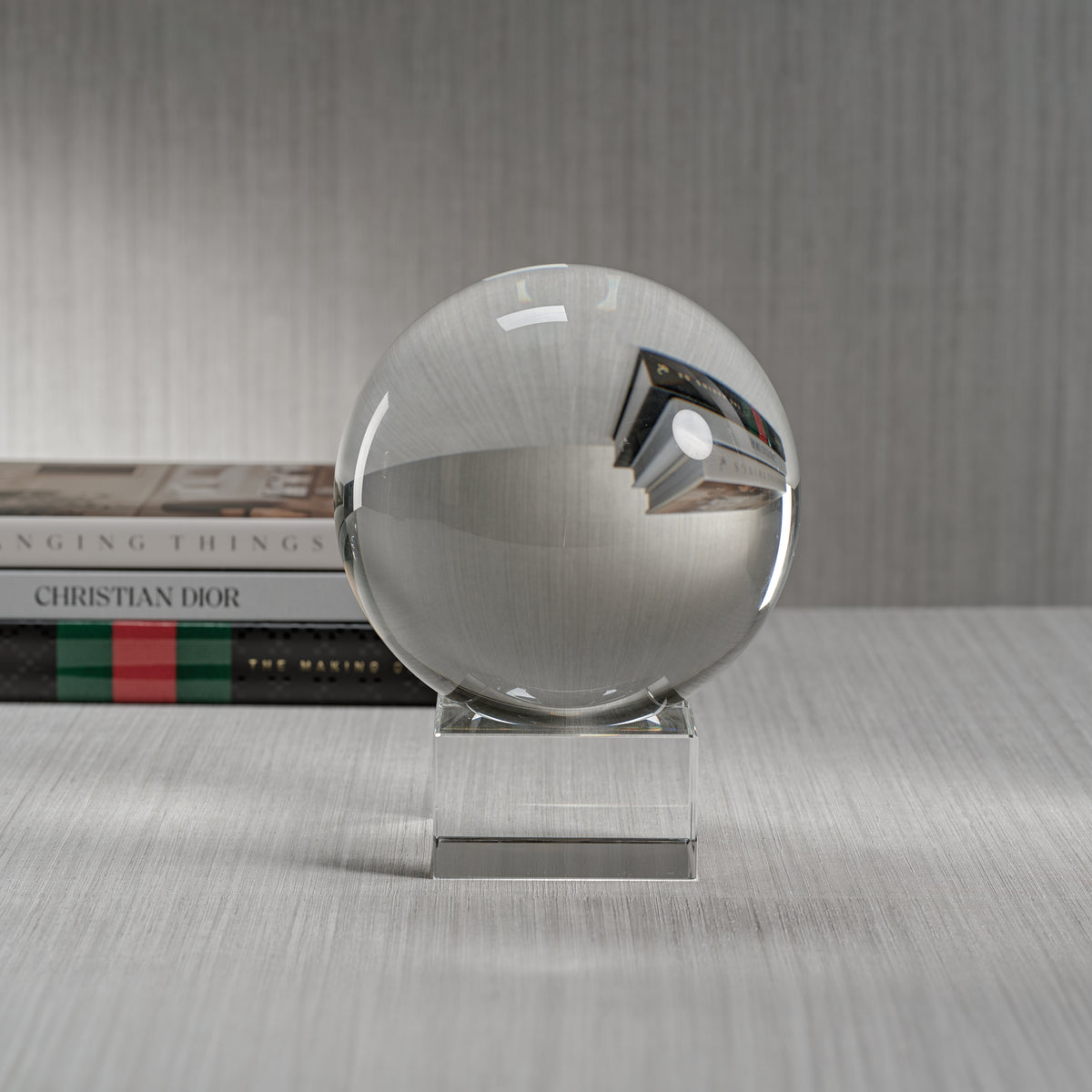Serenity Decorative Crystal Glass Orb on Base, Small
