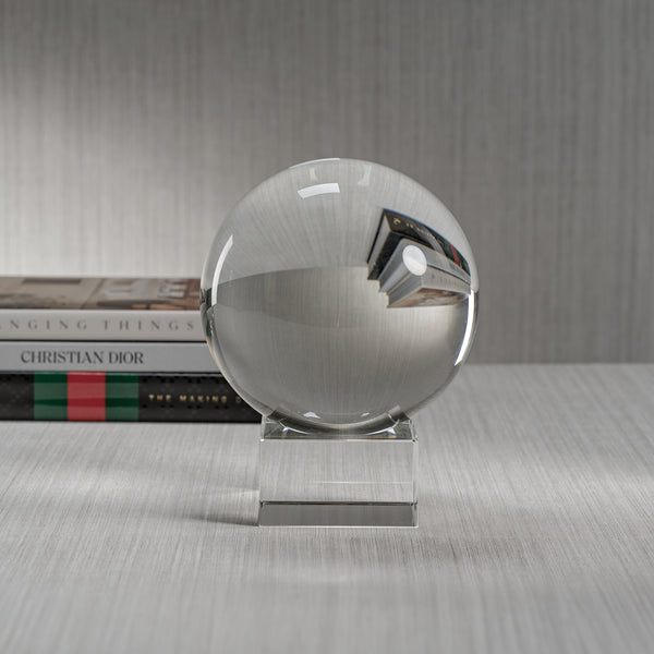 Serenity Decorative Crystal Glass Orb on Base, Small