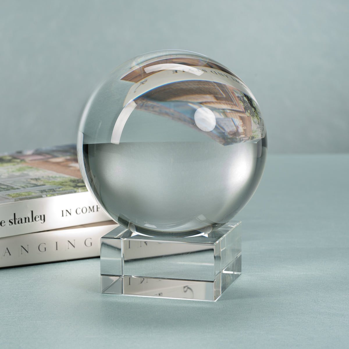 Serenity Decorative Crystal Glass Orb on Base, Small
