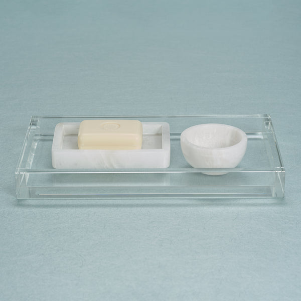 Claire Medium Crystal Glass Vanity Tray