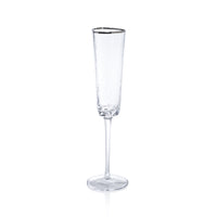Apertivo Triangular Champagne Flutes  with Platinum Rim, Set of 4