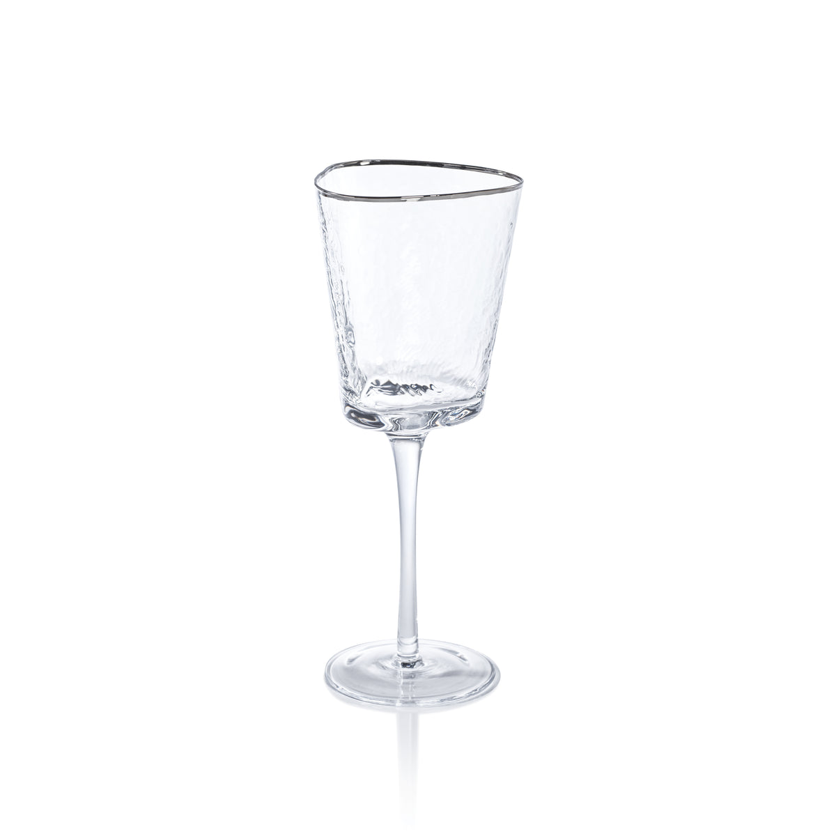 Apertivo Triangular Wine Glasses with Platinum Rim, Set of 4