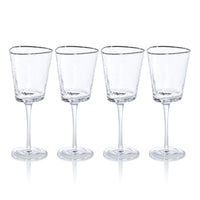 Apertivo Triangular Wine Glasses with Platinum Rim, Set of 4