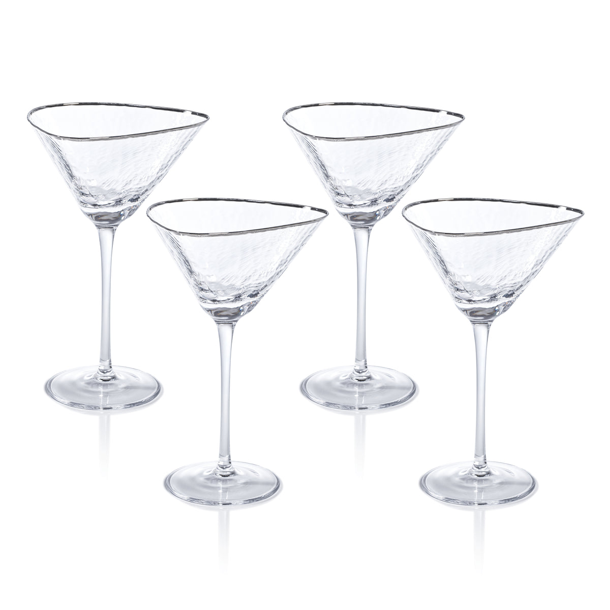 Apertivo Triangular Martini Glasses with Platinum Rim, Set of 4