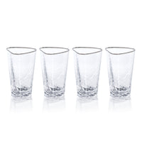 Apertivo Triangular Highball Glasses with Platinum Rim, Set of 4
