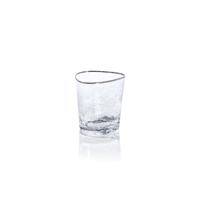 Apertivo Triangular Double Old Fashioned Glasses with Platinum Rim, Set of 4