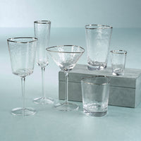 Apertivo Triangular Shot Glasses with Platinum Rim, Set of 6