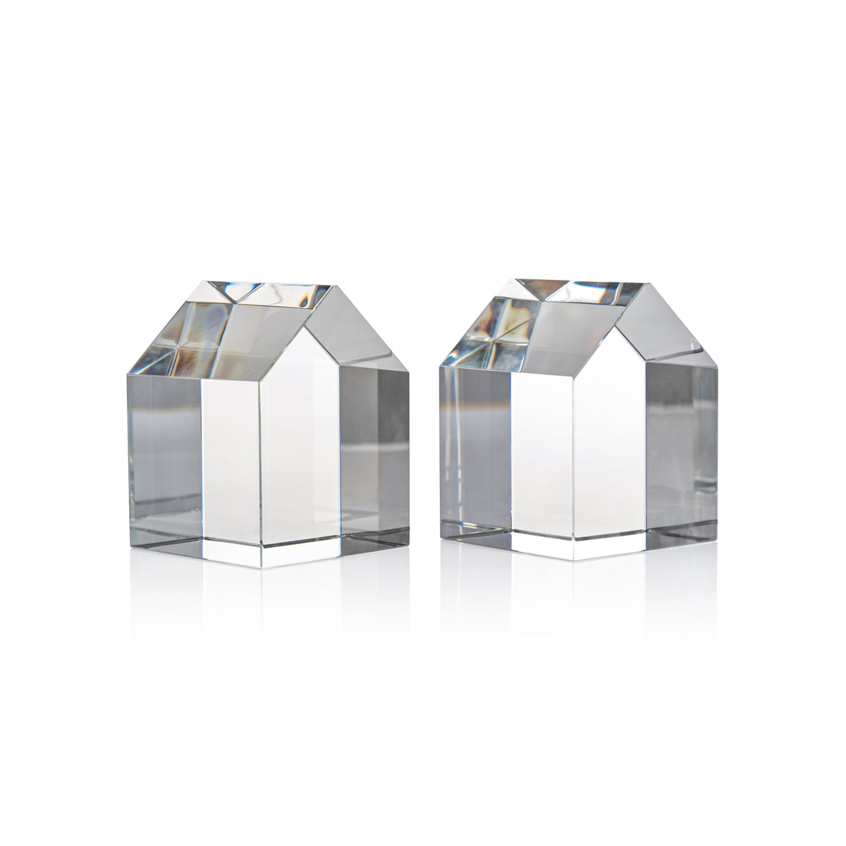 House Crystal Glass Décor Bookends, Set of 2