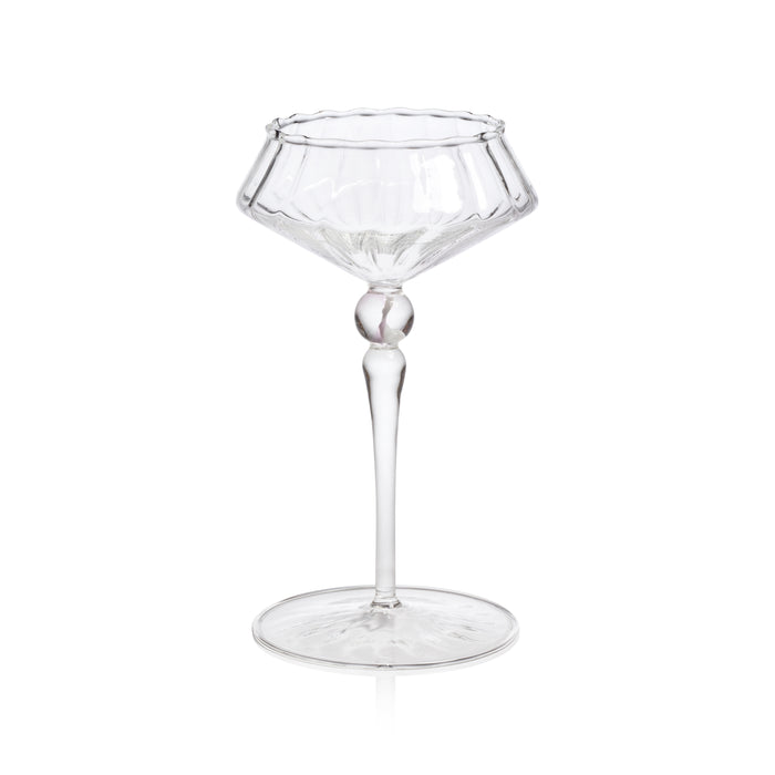 Odum Light Pink Fluted Coupe Glasses, Set of 4