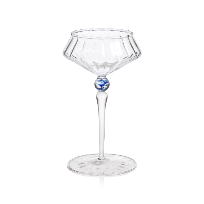 Odum Royal Azure Fluted Coupe Glasses, Set of 4
