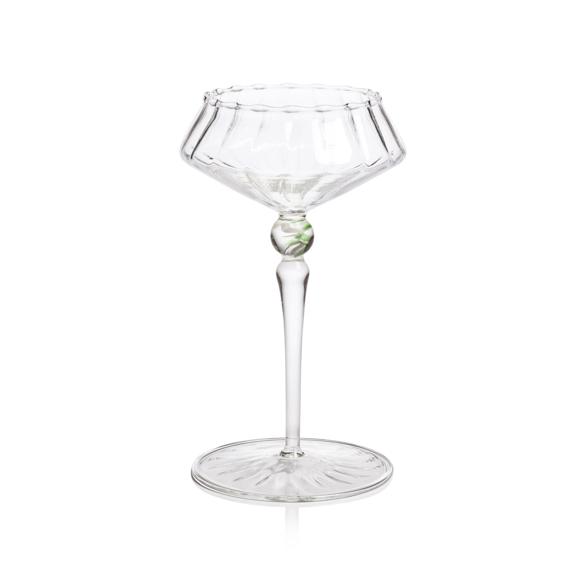 Odum Sea Green Fluted Coupe Glasses, Set of 4