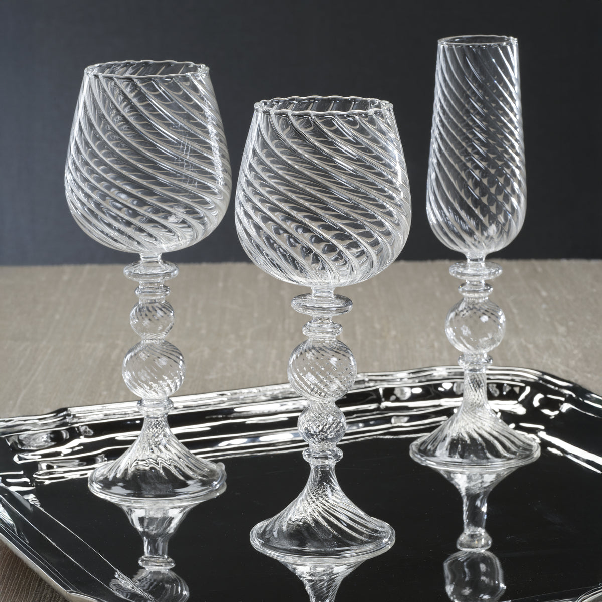 Rialto  Twisted Optic White Wine Glasses, Set of 4