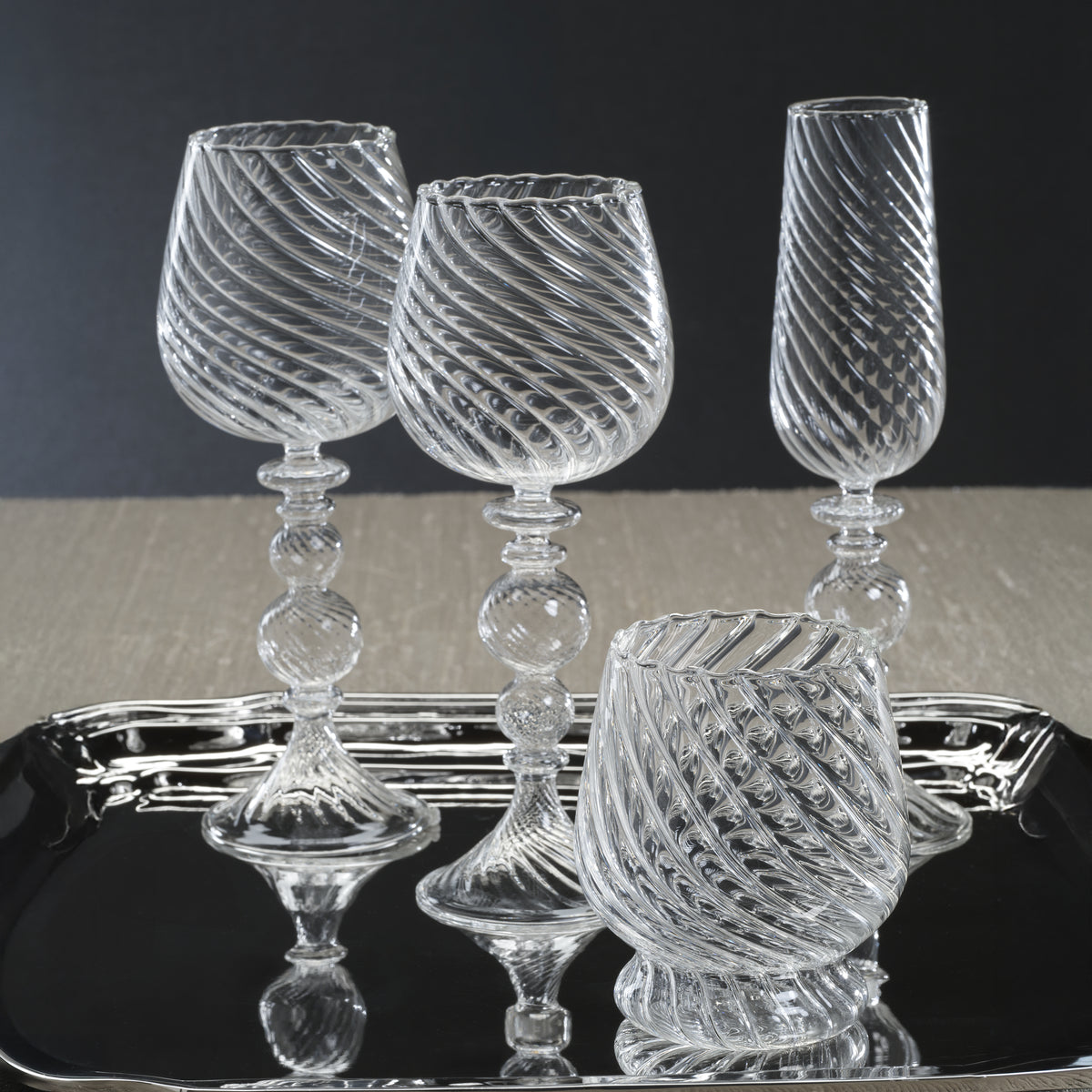 Rialto  Twisted Optic White Wine Glasses, Set of 4