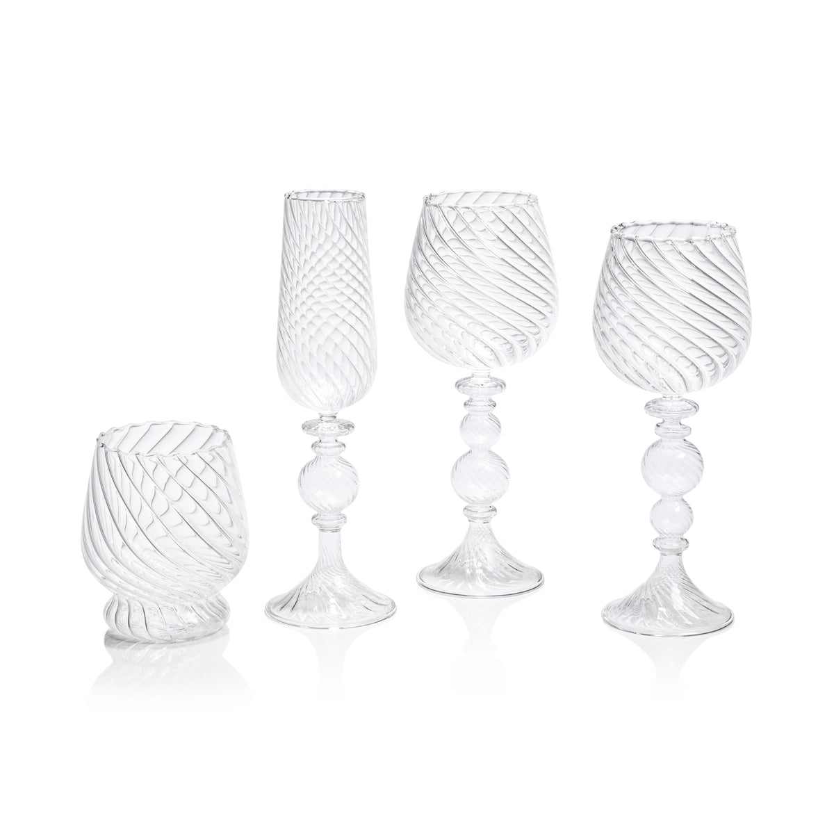 Rialto  Twisted Optic White Wine Glasses, Set of 4