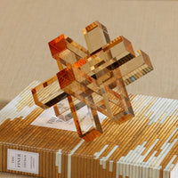 Amber Crystal Glass Interlocking Decorative Accessory