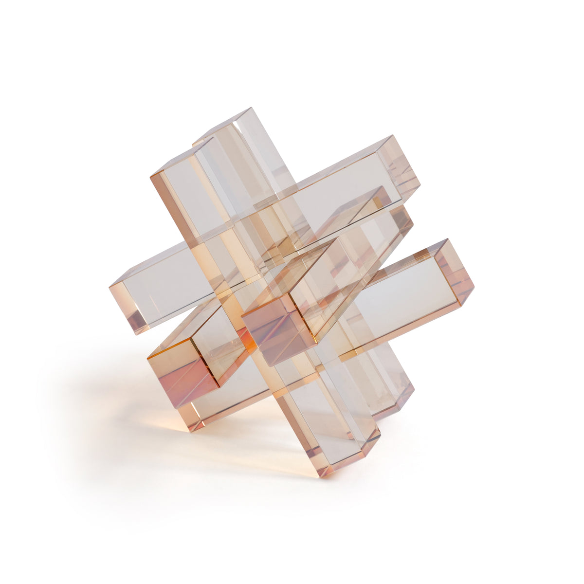Amber Crystal Glass Interlocking Decorative Accessory