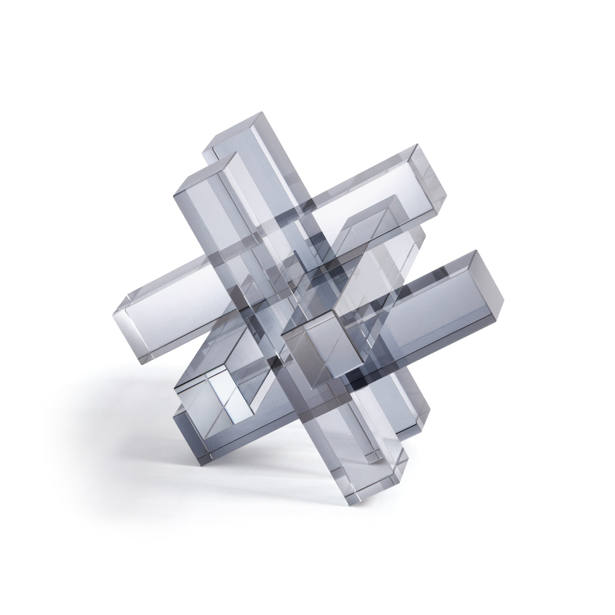 Smoke Grey Crystal Glass Interlocking Decorative Accessory