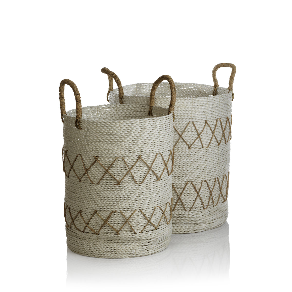 Salento White & Natural Decorative Basket Set