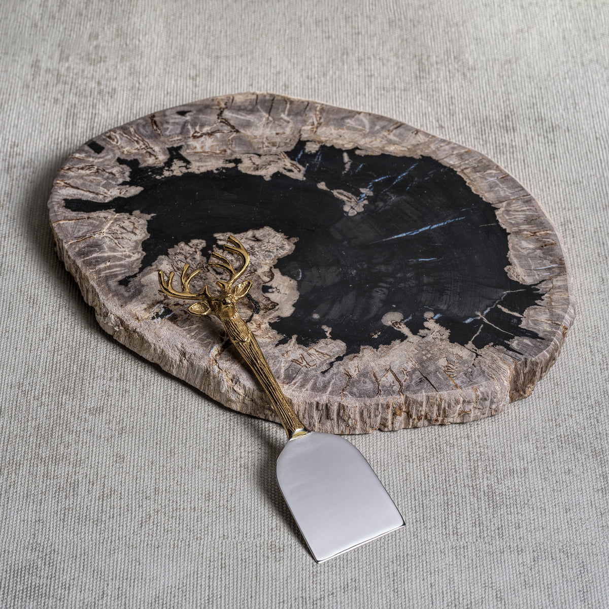 Brasilian Black & Natural Petrified Wood Cheese Board