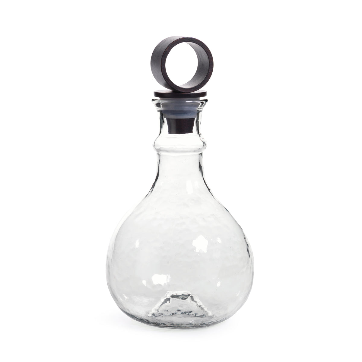 Artisan Hammered Glass Decanter w/ Iron Top