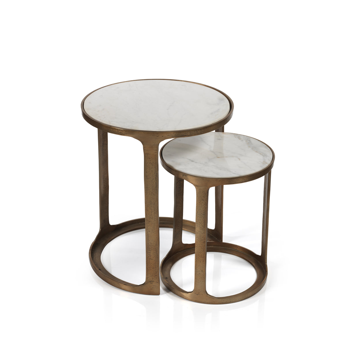 Nikki Round Marble & Aluminum Nesting Tables, Set of 2