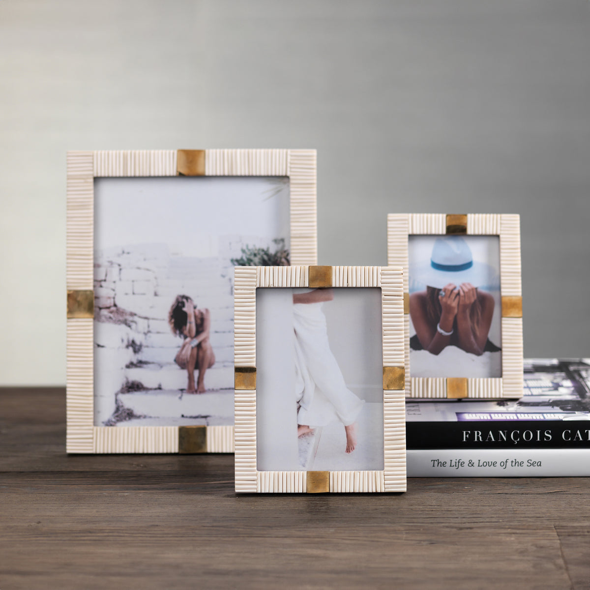 Mara Ivory Bone with Brass Trim Photo Frame- 8x10