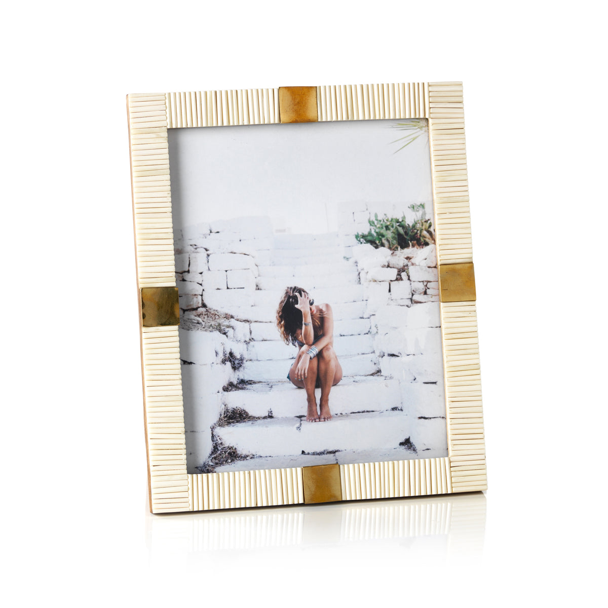 Mara Ivory Bone with Brass Trim Photo Frame- 8x10