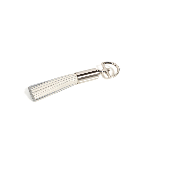 Ivory Leather Tassel Nickel Bottle Openers, Set of 2