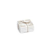 Ivory Square Marble Coasters w/ Gold Inlay, Set of 4