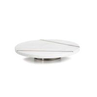 Ivory Marble Lazy Susan w/ Brass Inlay