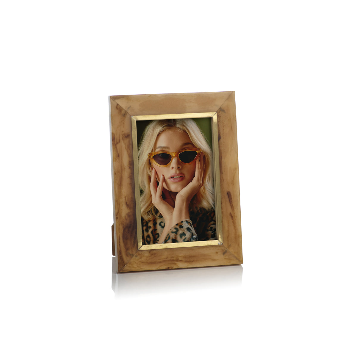Horn Design Inlaid Photo Frame w/ Brass Accent 4x6