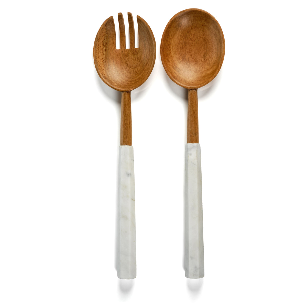 Kenya Wood & Marble Salad Server Set