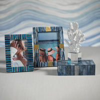 Biarritz Ribbed Blue Bone Inlay Decorative Box