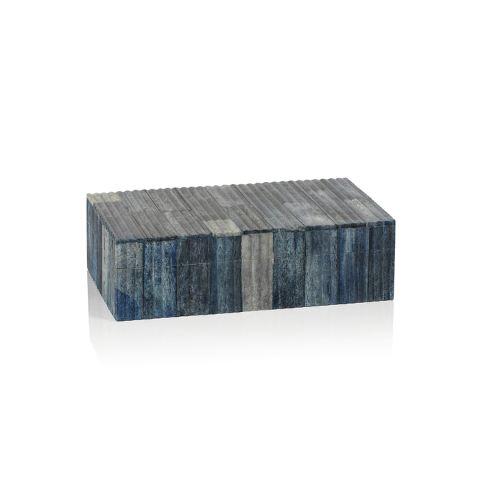 Biarritz Ribbed Blue Bone Inlay Decorative Box