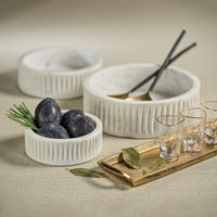 Arezzo Carved White Marble Serving Bowl