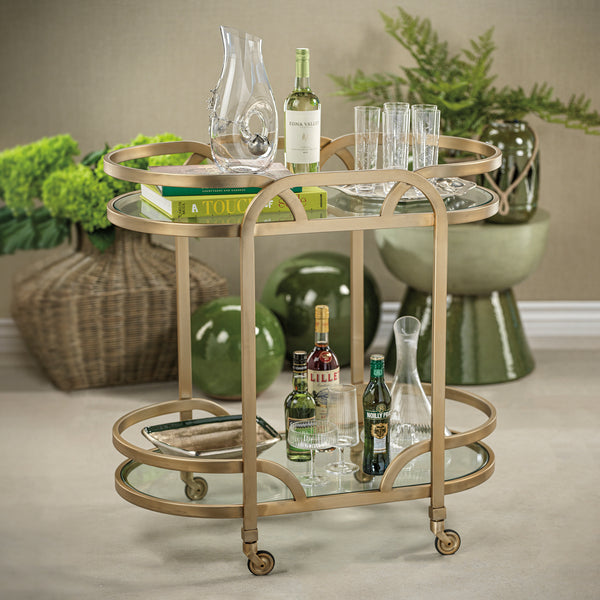 Lismore Oval Matt Gold Bar Cart