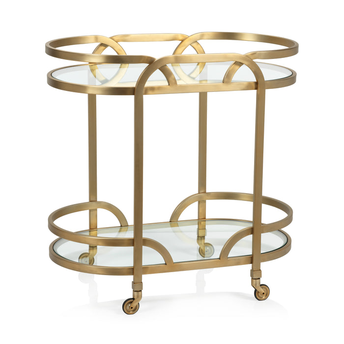 Lismore Oval Matt Gold Bar Cart
