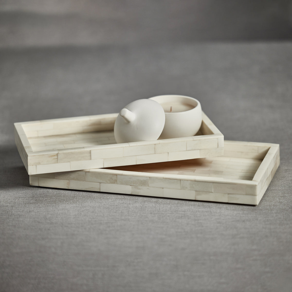 White Bone Inlay Decorative Tray