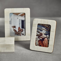 White Bone Inlay Photo Frame with Rounded Corners 4x6