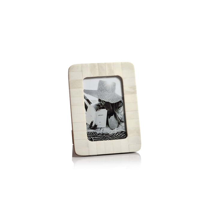 White Bone Inlay Photo Frame with Rounded Corners 4x6