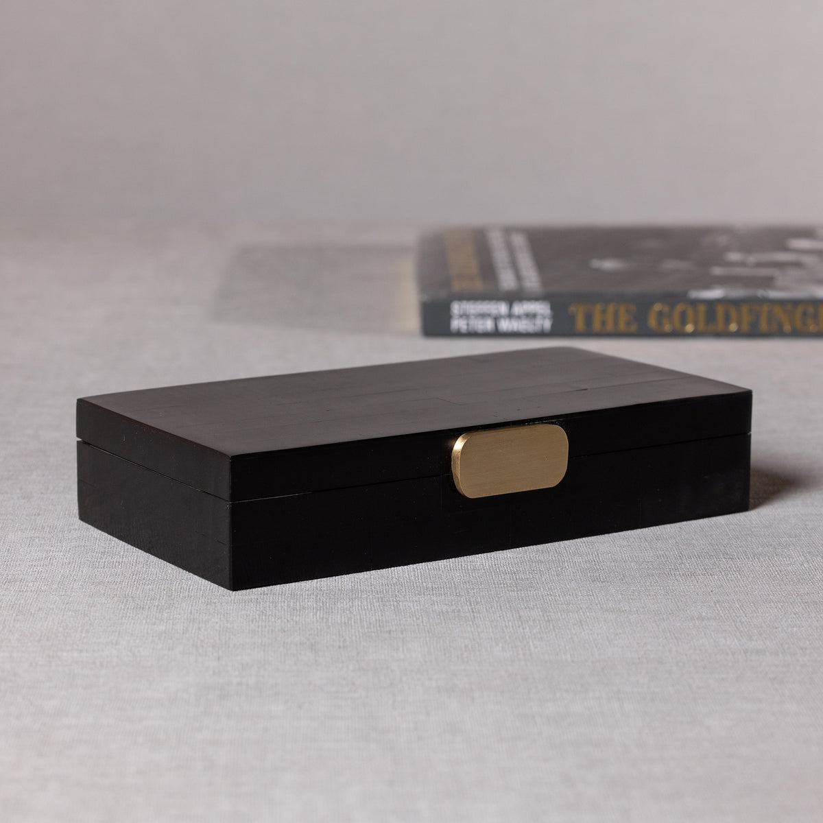 Marlowe Black Bone Decorative Box w/ Brass Knob