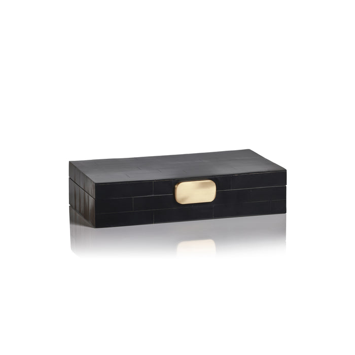 Marlowe Black Bone Decorative Box w/ Brass Knob